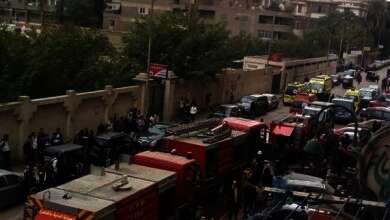 نقل المصابين في حريق حدائق القبة إلى مستشفى الحلمية