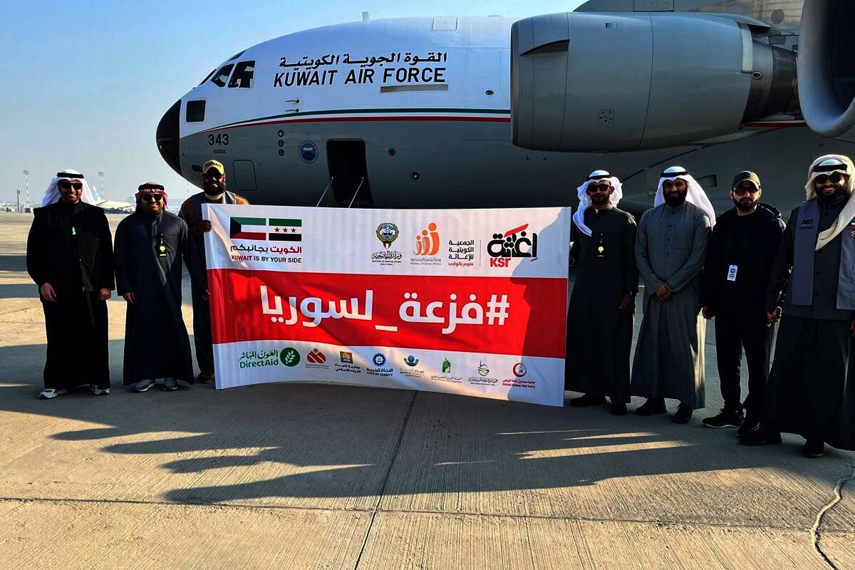 إقلاع الطائرة الثالثة من الجسر الجوي الكويتي لسوريا