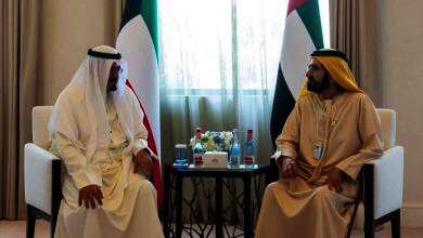 نائب رئيس الإمارات سمو الشيخ محمد بن راشد آل مكتوم يستقبل سمو الشيخ أحمد العبدالله على هامش القمة العالمية للحكومات المنعقدة في دبي