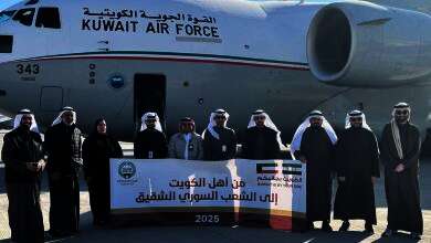 إقلاع الطائرة الـ20 من الجسر الجوي الكويتي بـ36 طنا من المواد الغذائية إلى سوريا